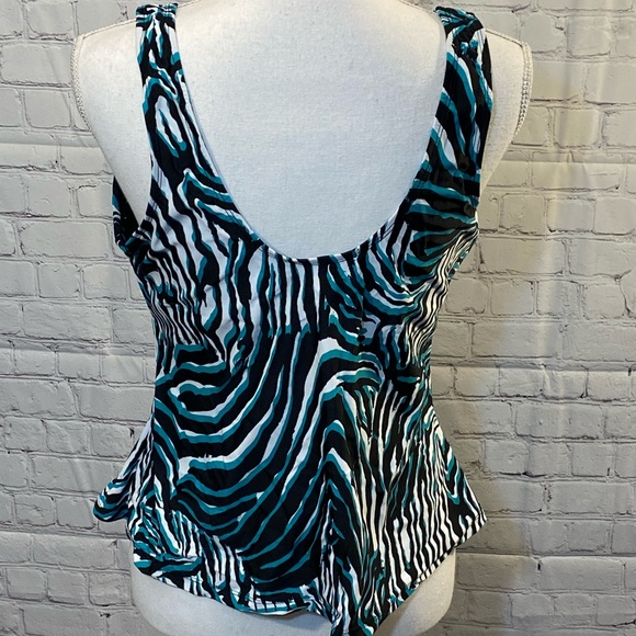 TROPICULTURE Swimsuit Tankini Black/White/Green Animal Print-16 - Picture 4 of 5